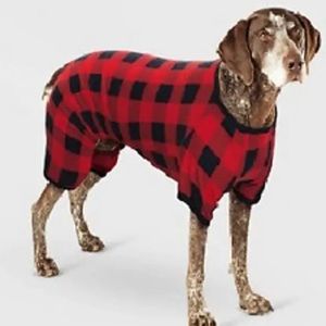 Buffalo Check Plaid Fleece Family Dog Pajama Up To 40 Lbs Medium Wondershop Pet